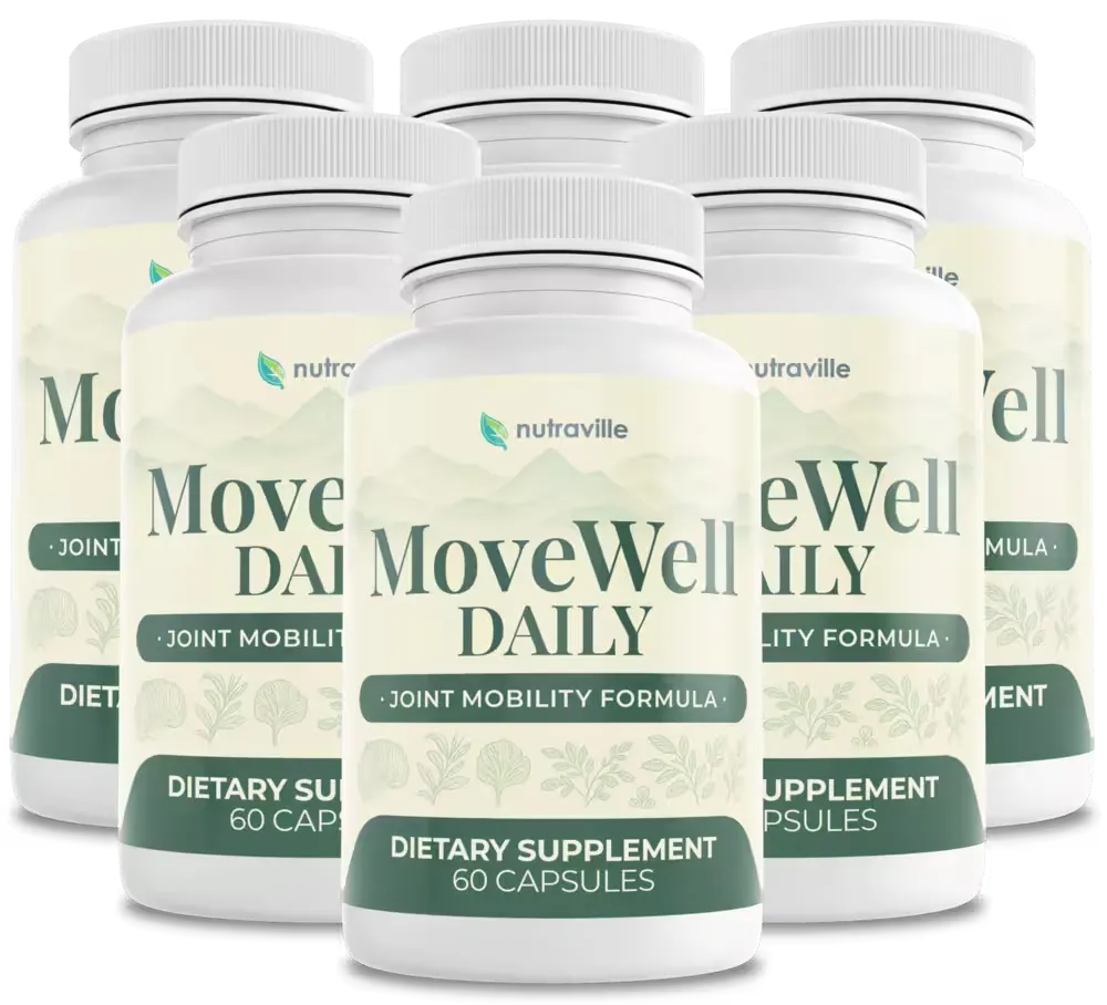 MoveWell Daily joint mobility supplement six-bottle package dietary capsules